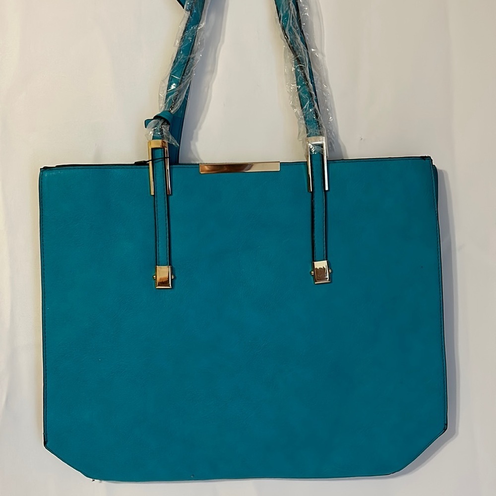 Teal Shoulder Bag Two Handles Bag Charm Sundae Sky Handbag Tote Shopper Bag